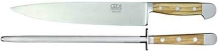 Güde nóż szefa kuchni 21 cm, seria Alpha-Olive X805/21 ze stalą ostrzałką Güde 26 cm