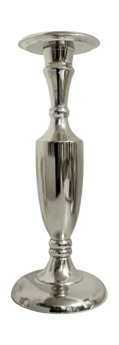 Image of Gold Plated Large Candle Stand | Candle Holder | Modern Design Candle Pillar | Candle Holder for Home Decoration | Diwali | Festivals | (Silver-Nickel, Large, 12 Inches, Set of 1)