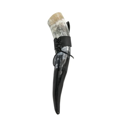 Cuerno vikingo methorn de 0,5 L con funda de piel medieval para LARP 2