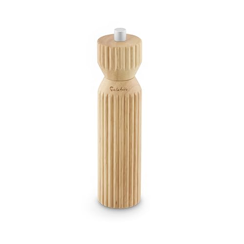 Sur La Table Manual Large Salt and Pepper Mill with Twist to Grind Mechanism, Easy to Clean, Made from Hevea Wood with FSC Certified Materials, Colour Me Happy, Natural Wood