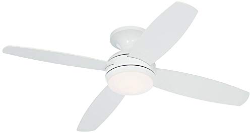 Casa Vieja 52" Elite Modern Industrial Hugger Low Profile Indoor Ceiling Fan With Led Light Dimmable Remote Control White Matte Opal Glass For House Living Room Kitchen Bedroom Family #TOP4