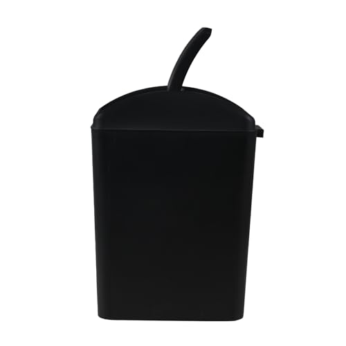 Image of 16 Liter Plastic Trash Can, Swing Top Garbage Bin Wastebasket (Black)