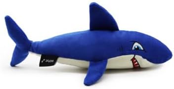 Plush Shark Dog Toy, Squeaky Interactive Chew Toy for Aggressive Chewers, Blue, Durable Soft Training Toy for Small Medium Large