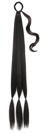 Wrap Around Ponytail Extension - 27 Inch Straight Sleek Synthetic Braid with Elastic Band | Natural Black Pre-Styled Ponytail for Women, Easy Wear Wrap Around Ponytail Extension - 27 Inch Straight Sleek Synthetic Braid with Elastic Band | Natural Black Pre-Styled Ponytail for Women, Easy Wear