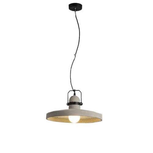 Lustre d'intérieur de luxe en béton et fer forgé rétro rond gris culot E27 - 2