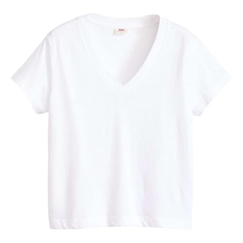 Levi's Women's Boxy V-Neck T-Shirt, White +, Large