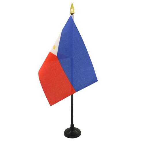 AZ FLAG - Mini Drapeau Philippines De Table - 15x10 cm - Drapeau Philippin De Bureau 100% Polyester Avec Hampe Pointe Dorée 25cm