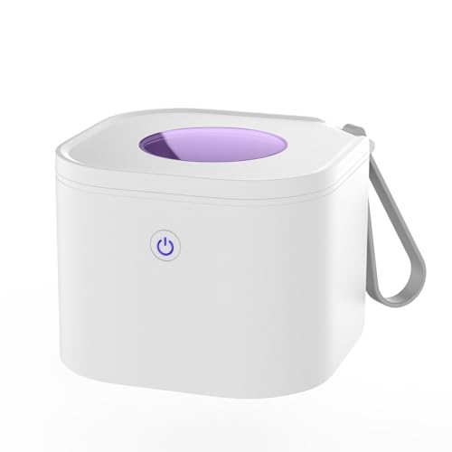 Zyntieu Portable Pacifier Sanitizer, UV Light Sanitizer Box, 99.99% Cleaned in 3 Minutes, 90 Disinfection Cycles, USB Rechargeable, Baby Pacifier Sanitizer On The Go (Square White)