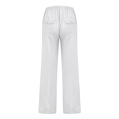 Plus Size Linen Pants Men's Cotton Linen Pants Drawstring Casual Lightweight Loose Beach Yoga Pants with Pockets3