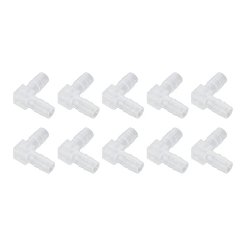 Kadimendium 10 Stücke Ellenbogen Schlauchtülle Kunststoff L Form Fitting 90 Grad Gleicher Widerhaken Adapter Schlauchverbinder Adapter für Aquarium(8mm)