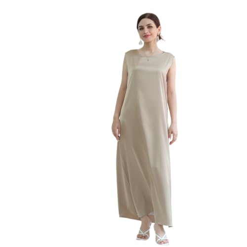 Image of SYANKANGXIAO Ramadan Afrian Inner Under Dress for Women Dubai Abaya Turkey Muslim Sleeveless Long Slip Dress