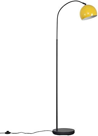 MiniSun Modern Designer Style Dark Grey Curved Stem Floor Lamp with a Navy Blue Dome Shade