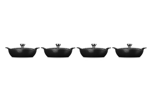 Image of Le Creuset Enameled Cast Iron Mini Round Braiser, .3 qt., 4 pc., Licorice | Gourmand Collection