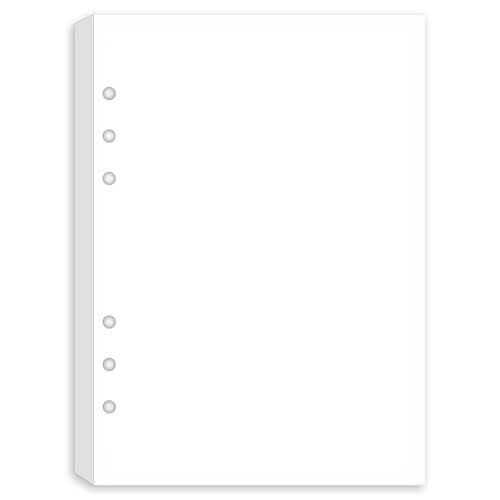 A5 Blank Paper Refill - 6-Hole Punched 100 Sheets/200 Pages Blank Papers Refills for Filofax Planner/Binders/Organizer 100gsm White 5.8 x 8.2