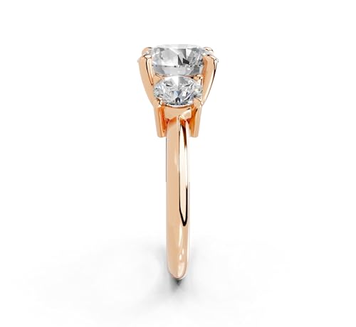 1-5 Carat 14K 18K Gold Platinum Round Cut 4 Prong Three Stone Lab Grown Diamond Ring, Engagement, Anniversary, Wedding, IGI Certified, Promise Rings for Women (1-5 Ct, F-G Color, VS1-VS2 Clarity)3