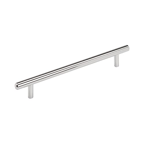 Image of Amerock | Cabinet Pull | Polished Chrome | 7-9 /16 inch (192 mm) Center to Center | Bar Pulls | 1 Pack | Drawer Pull | Drawer Handle | Cabinet Hardware | 7-9 /16 inch (192mm) Center-to-Center Mounting Distance and 9-15 /16 inch Overall Length, Durable Carbon Steel Cabinet Hardware