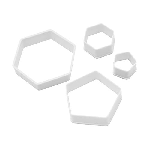 Ieron 4 Pieces Football Pattern Cookie Cu-tters,Hexagon Cookie Cu-tter,Soccer DIY Fondant molds Cu-tter