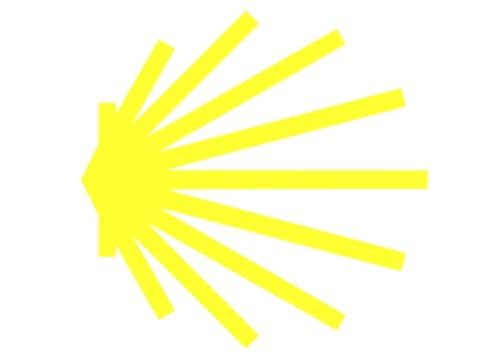 Pegatinas personalizadas troqueladas sin fondo, Concha de Camino de Santiago, vinilo (11 x 10,5 cm, Amarillo)