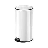 Hailo Pure XL Mülleimer | 1 x 44 Liter | Soft Close Deckel Absenkautomatik | Stahlblech | Müllbeutel-Fixierung | verzinkter Inneneimer | Tragegriff | Mülleimer Küche rund | Made in DE | Weiß