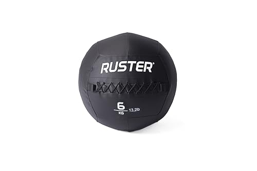 RUSTER Wall Ball Black – Balón Medicinal de PVC Antideslizante para Crosstraining y Entrenamiento Funcional | Potencia, Resistencia y Precisión | Disponible de 3 a 15 kg (Negro, 6kg)