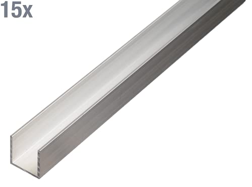 Alberts 498306 U-Profil | Aluminium, natur | 1000 x 6 x 6 mm | 15er Set