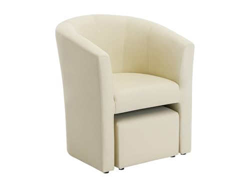 Vente-unique - Fauteuil Cabriolet et Pouf en Simili Beige Jovana