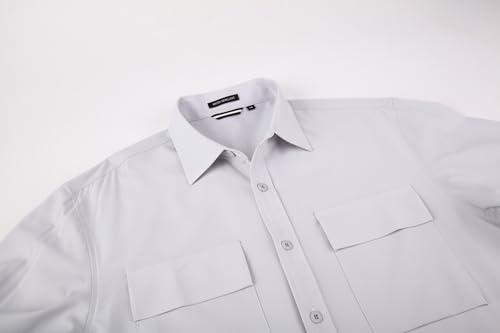 Alex Vando Mens Button Down Shirts Two Pockets Long Sleeve Casual Dress Shirt for Men