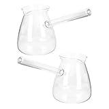 Lurrose Juego de 2 Teteras de Cristal Transparente de 450 Ml Asa Lateral Resistentes a Cambios de Temperatura Aptas para Vitrocerámica y Uso Doméstico Cocina y Salón de Té