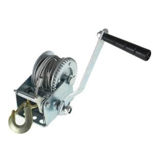 #US 800lbs Hand Winch Hand Crank Strap Gear Winch ATV Boat Trailer with 26ft Cable