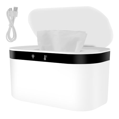 LuLobtg Calentador de toallitas para bebés USB y dispensador de toallitas de uso, calentador de 3 modos ajustable, calentador de toallitas húmedas con termostato y luz nocturna para guardería de bebé