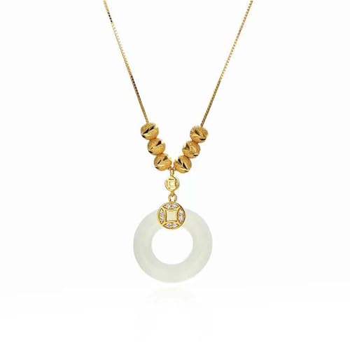 Collier Jade Lucky Circle en argent plaqué or pour femme moderne