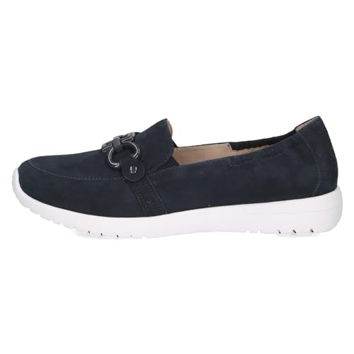 CAPRICE Women's Leather Loafers Comfortable, Blue (Ocean Suede), 5 UK