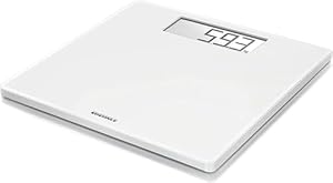 Soehnle Style Sense Safe 100 Personen Digitalwaage mit extragroßer LCD-Anzeige, Waage mit rutschhemmenden Standfüßen, flache Personenwaage, Weiß