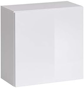 ASM SWITCH SW3 Square Floating Cabinet 60cm Wide Storage PUSH-CLICK Door White High Gloss