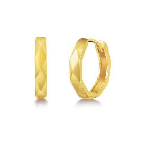 Immobird Pendientes Hombres Plata de Ley 925 Aros Regalos Unisex (Oro)