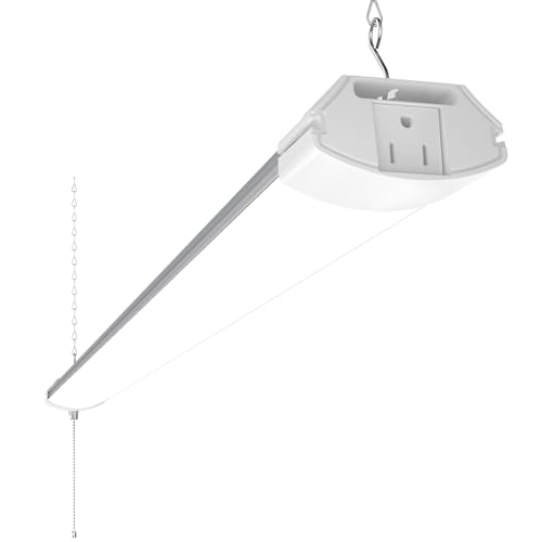 Image of Barrina BS84 LED Shop Light for Garage, 10000LM, 84W, 4FT, 6500K Linkable Light Fixture for Workshop, Basement, Hanging or Flush Mount, Heat Dissipation with Pull Chain Switch, 1 Pack, White