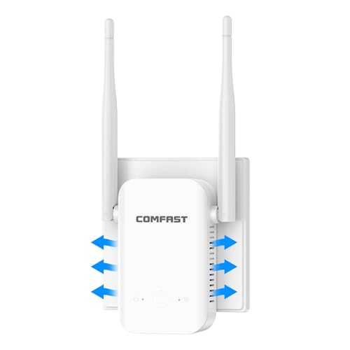 COMFAST Repetidor WiFi N300Mbps, Amplificador Señal WiFi para Casa y Oficina con 2 Antenas Externas, Extensor de Cobertura, Botón WPS, Indicador de Señal, Compatible con los Routers