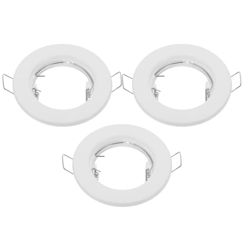TIDTALEO 3pcs Recessed Light Fixture Frames for Spotlights Iron Construction Easy Installation Multi-Bulb Compatible Ceiling Downlight Holders Space-Saving White Metal Trim Rings