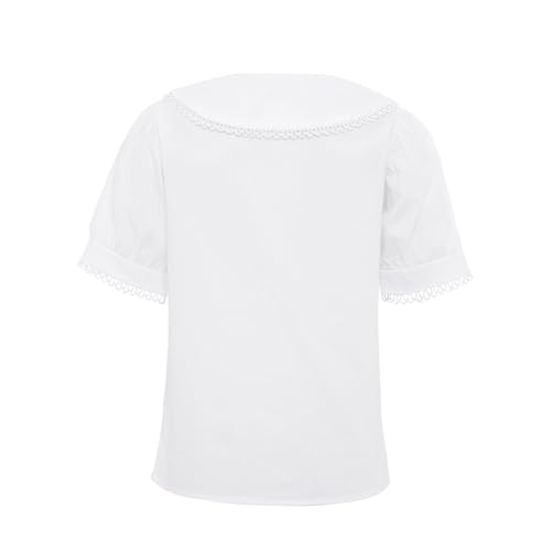 YiZYiF White Dress Shirt for Girls Plaid Blouse Ruffle Crop Tops 3-16Y Turn Down Collar School Clothes3