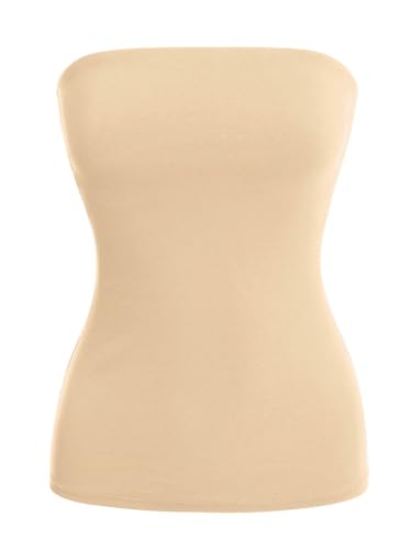 Image of MixMatchy Women's Stretchy Strapless Tube Top Y2K Bandeau Top