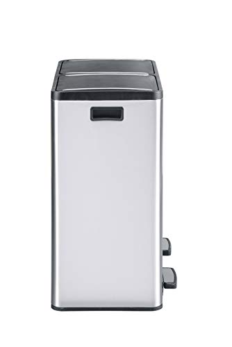 Image of Step N' Sort The 18.5 Gallon Extra Large Capacity, Soft-Step, Dual Trash and Recycling Bin with Removable Inner Bins, Silver