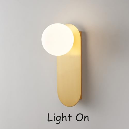 Image of Gold Bathroom Wall Light Fixture,Hardwired Glass Wall Lamp with Globe Lampshade,Mid Century Modern Sconce for Living Room Bedroom and Study Room