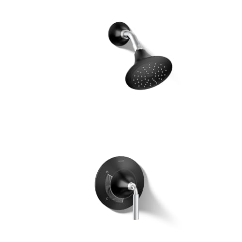 Kohler, TS27420-4G-CBL, Tone Shower Only Trim Package con cabezal de ducha de función única 1.75 GPM, Cromado Pulido con Negro Mate miniatura 1