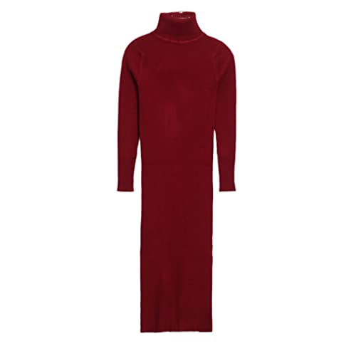 Robe pull tricot col roulé bordeaux pour vos journées de travail et sorties décontractées