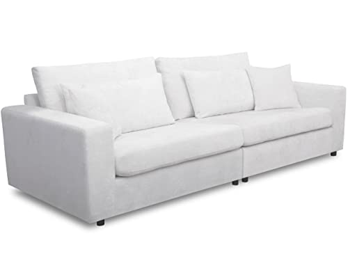 wonello 3-Sitzer Sofa BARI 2 mit modernem Teddy-Stoff, 3-Sitzer Couch mit Kissen Cover