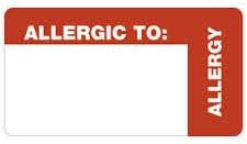 MAP488 - Allergic to Choice - Allergy Medical Alert Labels - roll of 250-4 X 2-1/2 Size - (MAP488 RED)