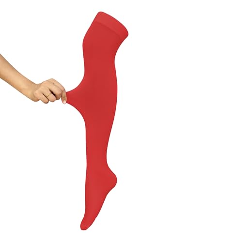 Image of Women's Opaque Stretchy Nylon Over Knee Thigh High Stockings Costume Socks
