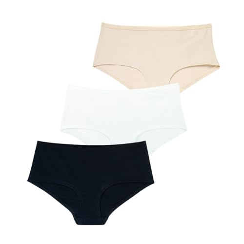 Athena - Lot de 3 Boxers Femme Ecopack Basic - Confort et Naturalité du Coton Stretch Ultra Doux - Label Oeko-TEX® Standard 100