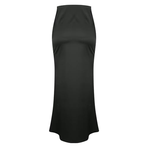 Women Satin High Waisted Maxi Skirts Hidden Elasticized Waistband A Line Long Skirt 2025 Elegant Clothes4