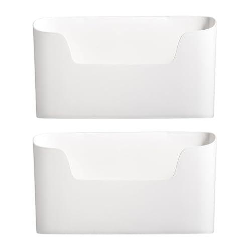 Fadcaer 2 Pcs Self Adhesive Storage Box White, Multipurpose Wall Storage Hanging Box, Detachable Kitchen Cabinet Door Storage Box for Bathroom, Fridge with non-marking sticker